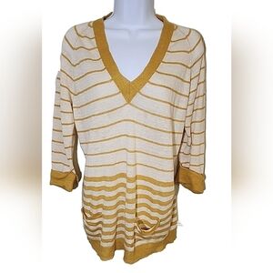 Max Mara Striped Sweater Gold Yellow Vintage Linen Italy Size Medium‎